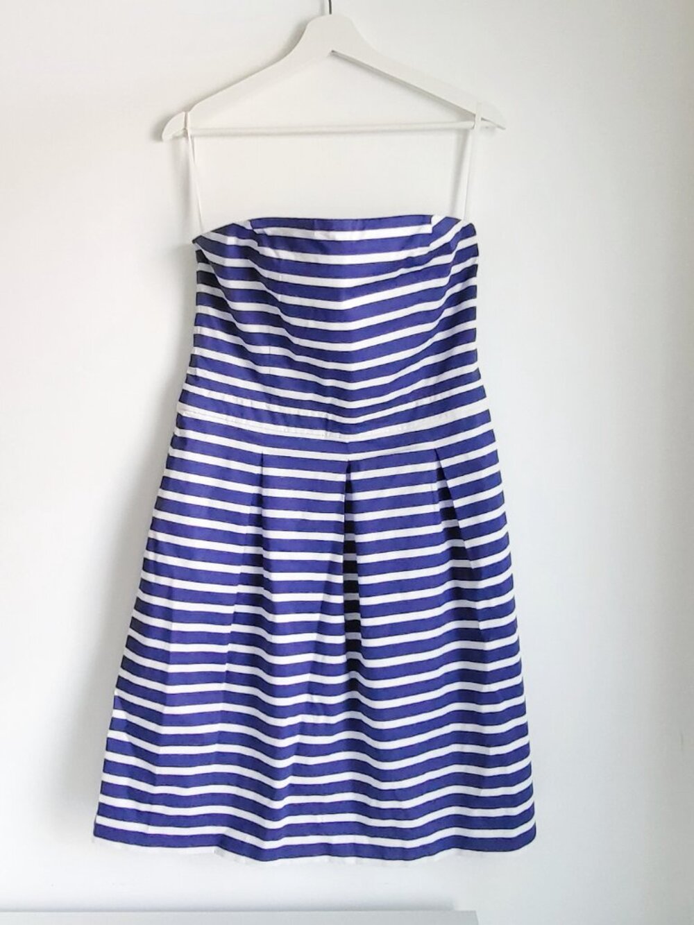 Gap Strapless Dress Blue White Striped Fit & Flare Cotton Size 12